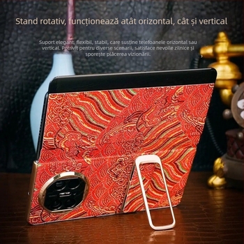 Carcasă protectie Huawei — Capac spate cu suport rotativ inteligent pentru fereastră, acrilic, protecție anti cădere