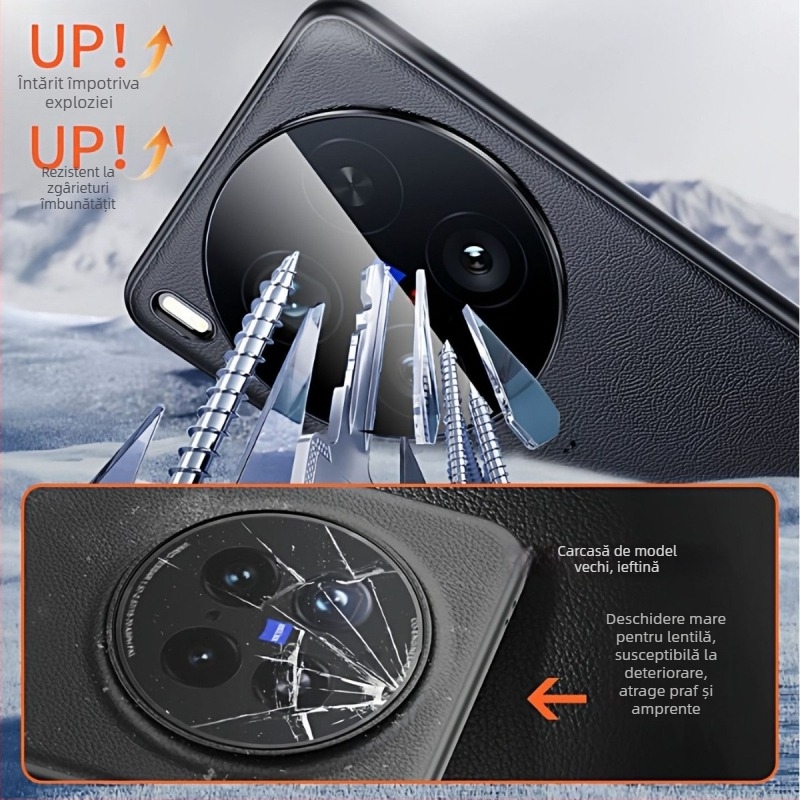 Carcasă de protecție pentru Vivo X300 Pro, piele artificială, electroplating, anti-alunecare și protecție împotriva căderilor