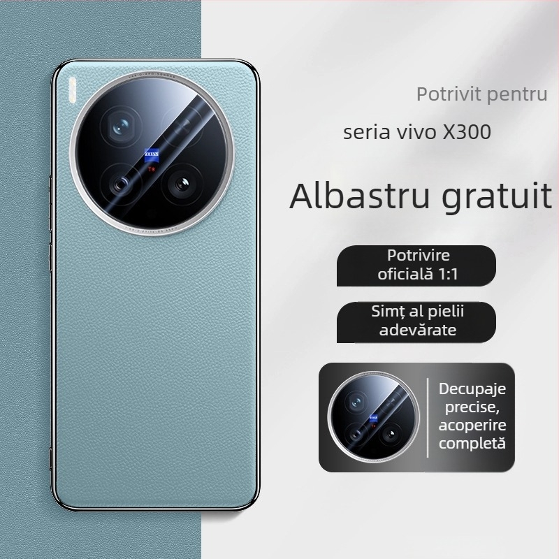 Carcasă de protecție pentru Vivo X300 Pro, piele artificială, electroplating, anti-alunecare și protecție împotriva căderilor