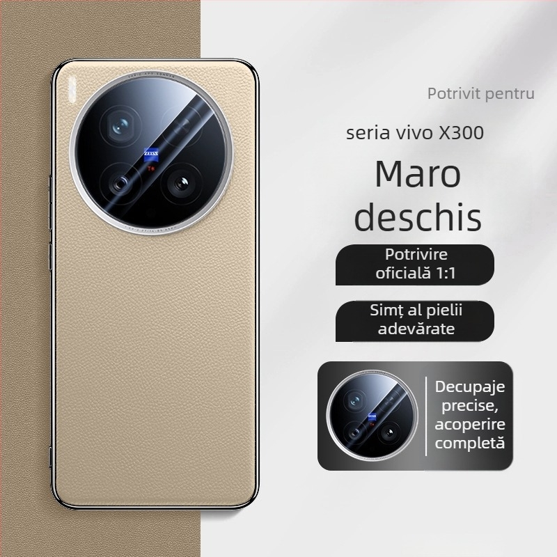 Carcasă de protecție pentru Vivo X300 Pro, piele artificială, electroplating, anti-alunecare și protecție împotriva căderilor