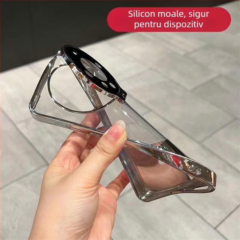Carcasă Goox pentru Huawei Mate60 Pro, cu suport pentru obiectiv, TPU, placare electroplatină, anti-amprentă, protecție completă