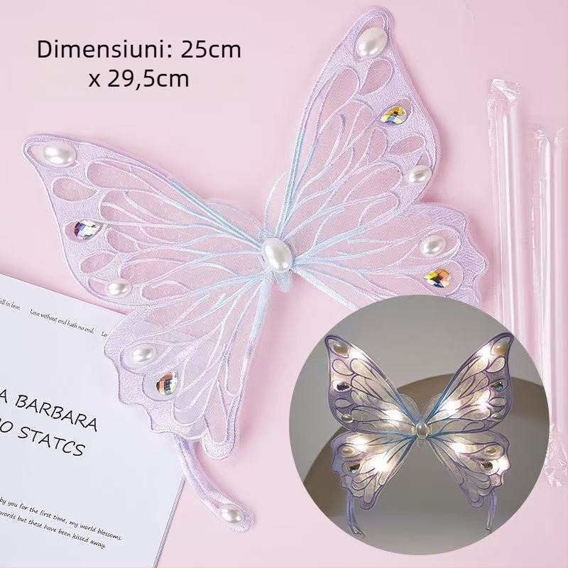 Decor pentru tort: aripi de fluture luminoase care bat electric | plastic | model desen animat | Ambalare: Opp bag | Brand: County Confucian