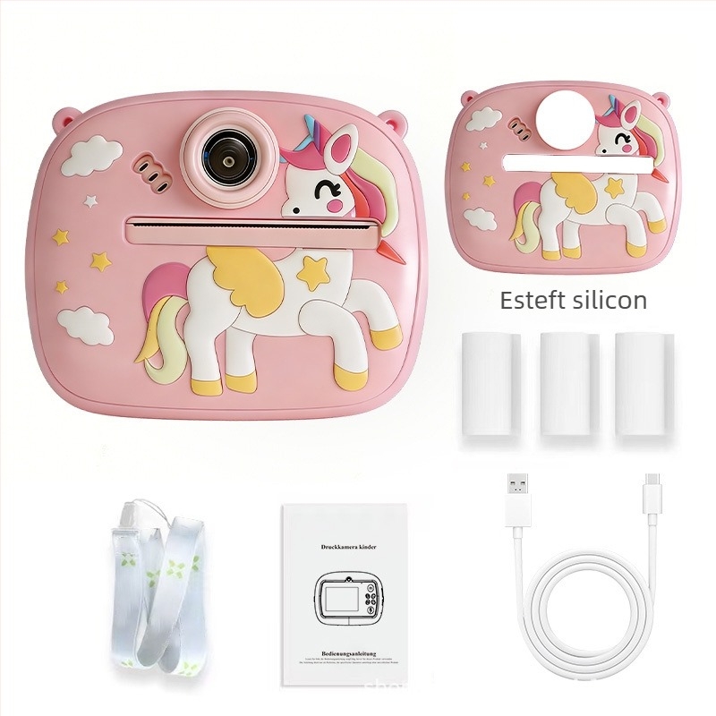 Happy shopping P061 Cameră Polaroid pentru copii, jucărie digitală cu ecran LCD de 2,4 inchi, Micro SD și baterie de 1200mAh