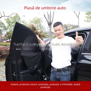 Cortină din plasă pentru geamul mașinii – protecție împotriva țânțarilor, intimitate, umbrire, respirabilă, transparentă, izolație termică; potrivită pentru sedan și SUV; Material: plasă poliesterică; Montură: tip suspendat