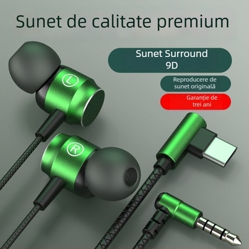 Căști de gaming, in-ear, stil minimalist, conector de 2,5 mm cu formă de L
