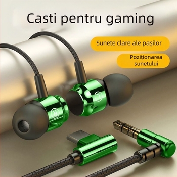 Căști de gaming, in-ear, stil minimalist, conector de 2,5 mm cu formă de L