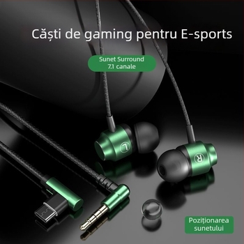 Căști de gaming, in-ear, stil minimalist, conector de 2,5 mm cu formă de L