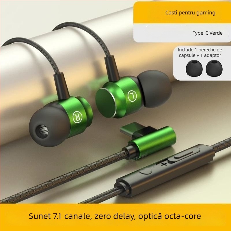 Căști de gaming, in-ear, stil minimalist, conector de 2,5 mm cu formă de L