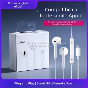 Căști in-ear cu fir, 3,5 mm, pentru Apple iPhone 14, 14 mm driver, cablu de 1,2 m, microfon încorporat, răspuns în frecvențe 20–20000 Hz