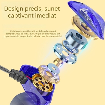 Bestair X60 căști cu agățare pentru urechi, cablate, difuzor dinamic, sensibilitate 108 dB, compatibile cu Android