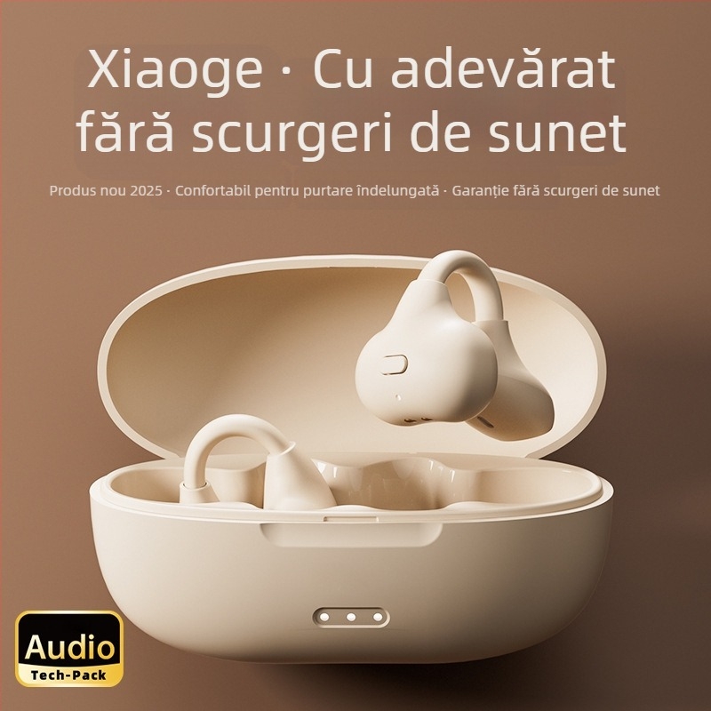 Căști Bluetooth cu clips pentru urechi, conducție osoasă, autonomie 4–8 ore, rază de 15 m, adevărate căști wireless (TWS)