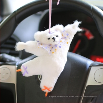 Ornament auto agățat - ursuleț balet din pluș, stil desen animat, decor interior personalizabil