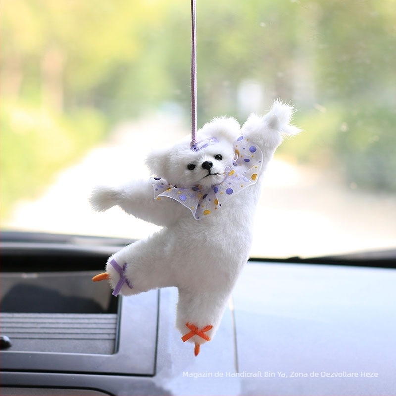 Ornament auto agățat - ursuleț balet din pluș, stil desen animat, decor interior personalizabil