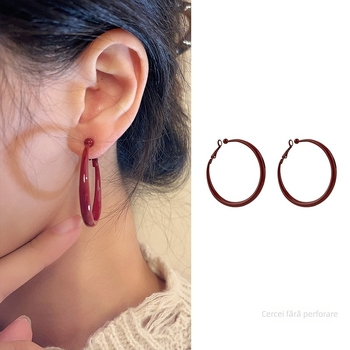 Cercei clip-on din aliaj, design geometric, electroplatați, cu garnituri din silicon