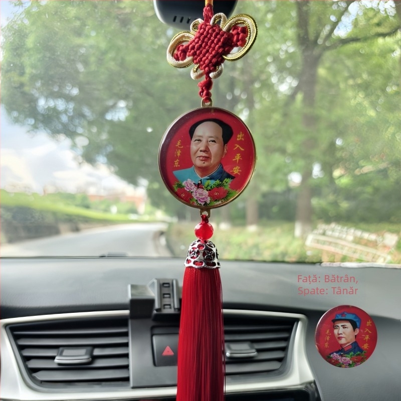 Pandantiv de cristal pentru oglinda retrovizoare, portretul lui Mao Zedong, decor interior pentru mașină, stil tradițional chinezesc