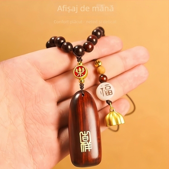 Pandantiv auto din lemn de santal pentru oglinda — decor interior, stil simplu, personalizare disponibilă