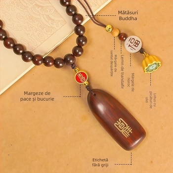 Pandantiv auto din lemn de santal pentru oglinda — decor interior, stil simplu, personalizare disponibilă