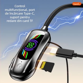 Căști Bluetooth pentru gât cu Bluetooth 5.4, autonomie peste 8 ore, rază de 10 m, slot TF, sunet stereo