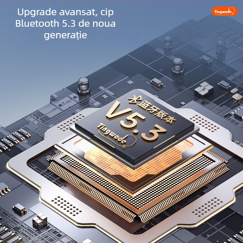 Căști Bluetooth pentru gât cu Bluetooth 5.4, autonomie peste 8 ore, rază de 10 m, slot TF, sunet stereo