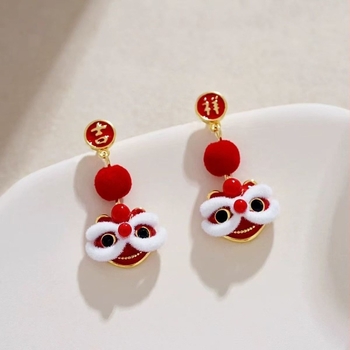 Cercei-clipuri din aliaj pentru femei, Stil Nou Chinezesc, electroplacate, primăvara 2025