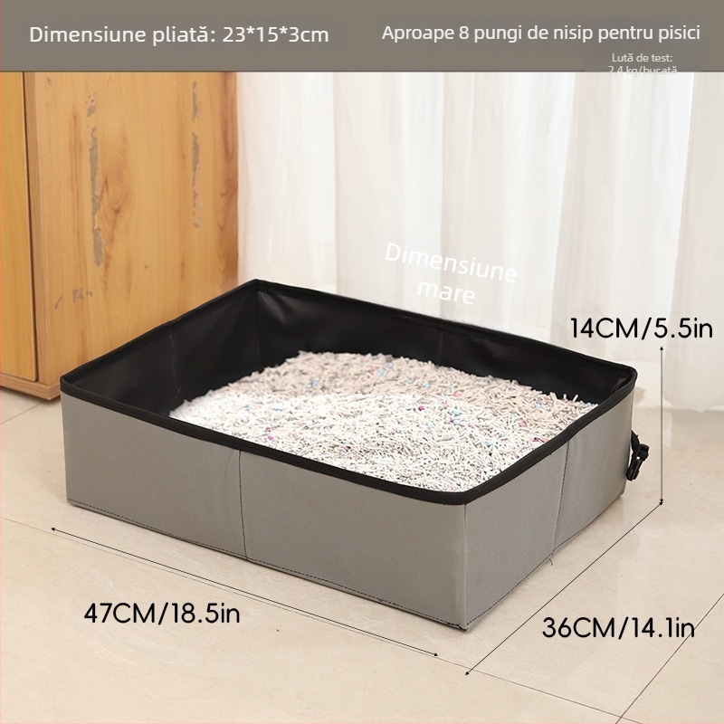 Brosh vas de nisip pentru pisici, portabil, pliabil, anti-stropire, pentru drumeții în aer liber