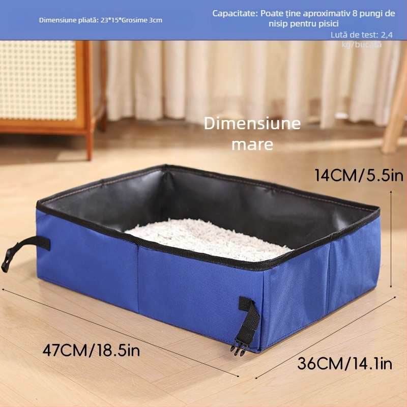 Brosh vas de nisip pentru pisici, portabil, pliabil, anti-stropire, pentru drumeții în aer liber