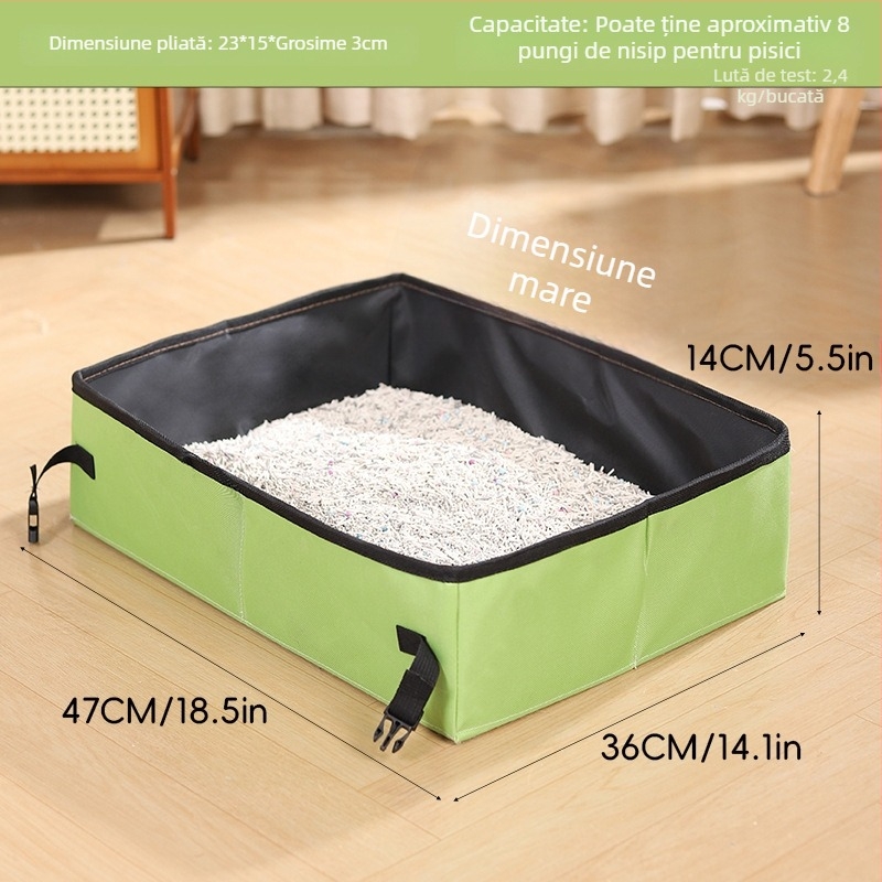 Brosh vas de nisip pentru pisici, portabil, pliabil, anti-stropire, pentru drumeții în aer liber