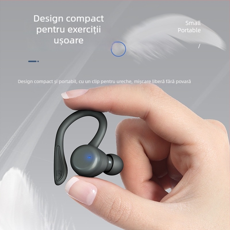 Căști TWS pentru sport, cu agățare pentru ureche, IPX6 rezistente la apă, Bluetooth 5.3, peste 8 ore baterie, sunet stereo