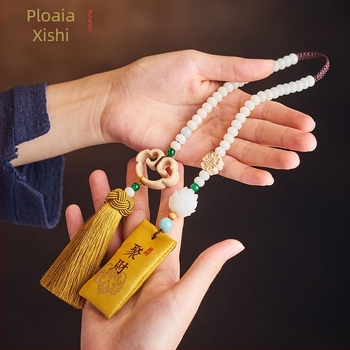 Ornament din lemn pentru interiorul mașinii, cu motif lotus și norii binecuvântării, stil desen animat, lansare iarna 2024