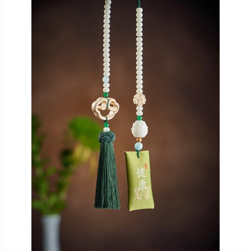 Ornament din lemn pentru interiorul mașinii, cu motif lotus și norii binecuvântării, stil desen animat, lansare iarna 2024