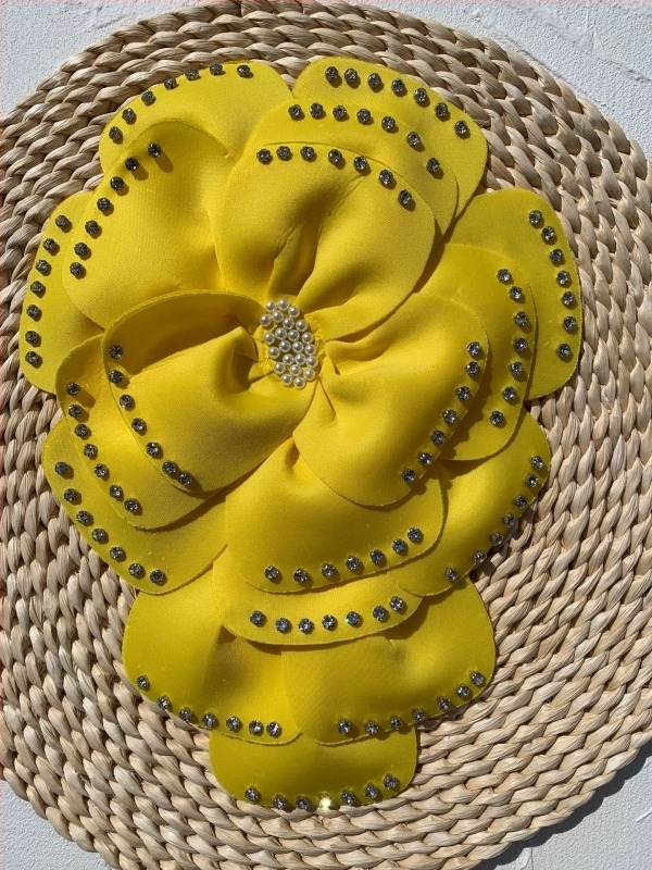 Corsaj pentru păr – floare din fibre de poliester, stil coreean, formă de floare, personalizare disponibilă, lansare vară 2025