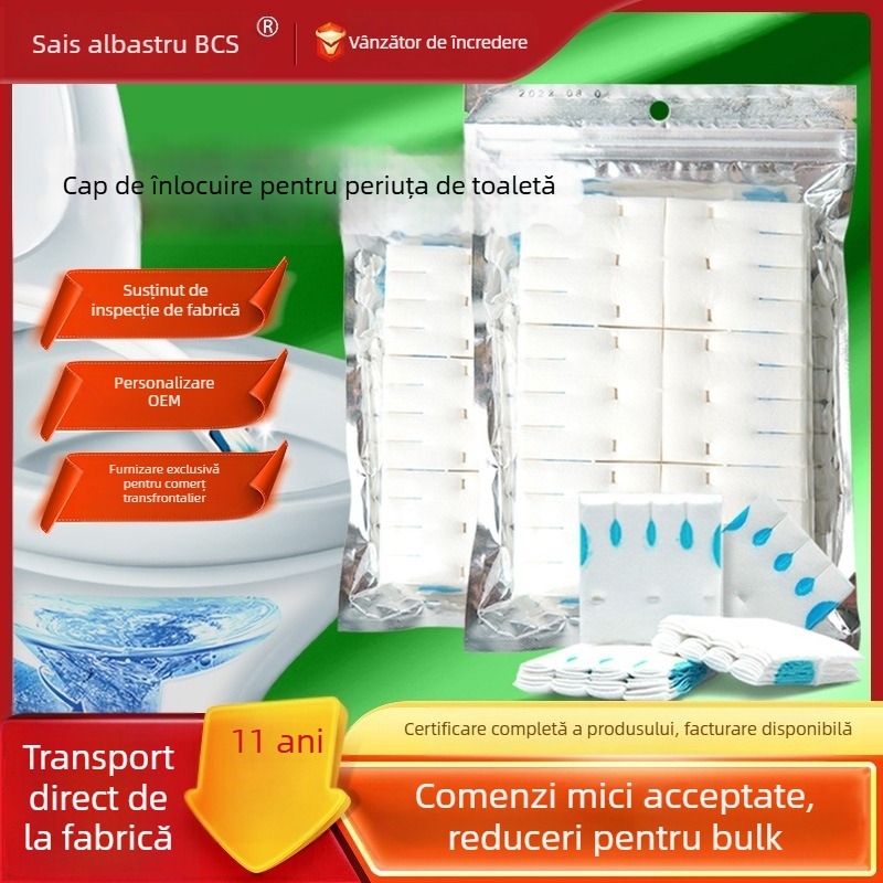 Cap de înlocuire pentru peria de toaletă de unică folosință — Blue Seth (Material: Plastic; Origine: Dalian, Liaoning; Stil: Simplitate modernă)