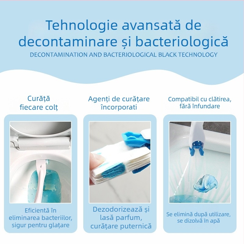 Cap de înlocuire pentru peria de toaletă de unică folosință — Blue Seth (Material: Plastic; Origine: Dalian, Liaoning; Stil: Simplitate modernă)