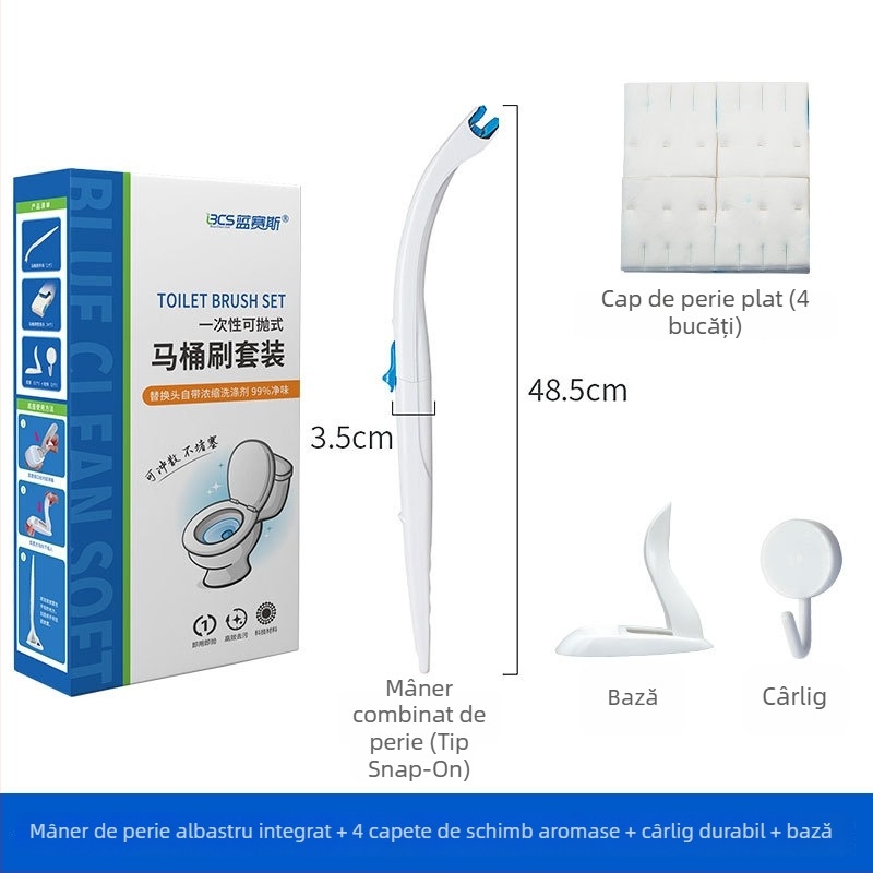 Cap de înlocuire pentru peria de toaletă de unică folosință — Blue Seth (Material: Plastic; Origine: Dalian, Liaoning; Stil: Simplitate modernă)