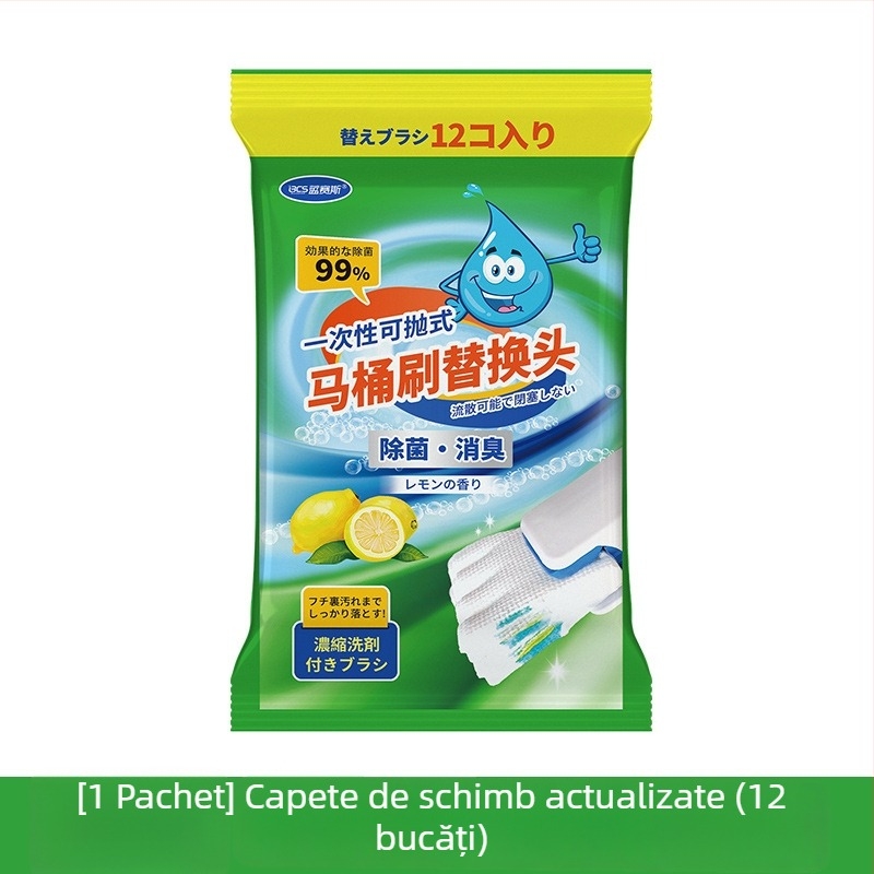Cap de înlocuire pentru peria de toaletă de unică folosință — Blue Seth (Material: Plastic; Origine: Dalian, Liaoning; Stil: Simplitate modernă)