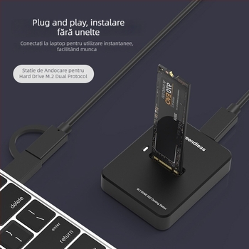 Carcasă SSD M.2 NVMe/SATA cu două protocoale, USB-C 3.2 Gen2, până la 8TB, compactă și portabilă, Modele SD03A/SD02A/SD01A