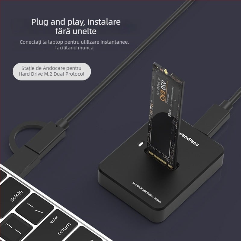 Carcasă SSD M.2 NVMe/SATA cu două protocoale, USB-C 3.2 Gen2, până la 8TB, compactă și portabilă, Modele SD03A/SD02A/SD01A