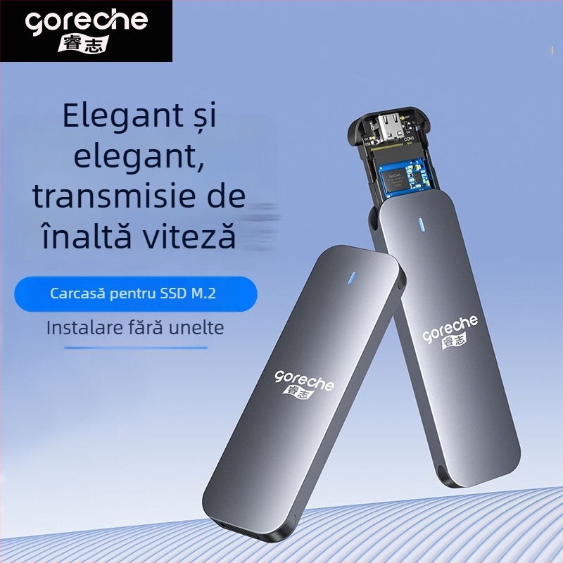 Carcasă NVMe M.2 SSD cu USB-C, din aluminiu + ABS, suport până la 4 TB, viteză de transfer 5–10 Gbps