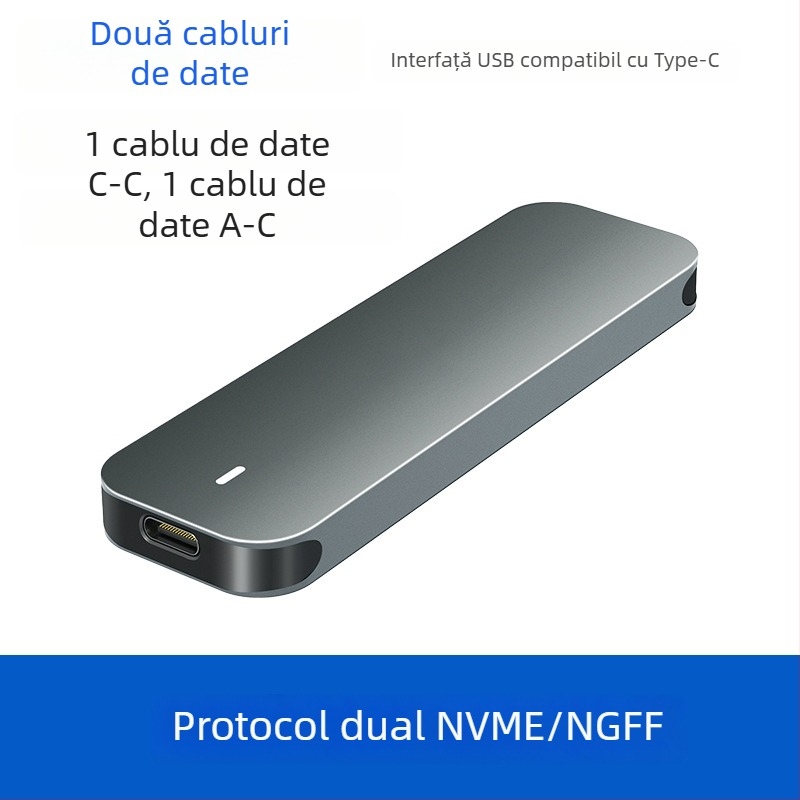 Carcasă NVMe M.2 SSD cu USB-C, din aluminiu + ABS, suport până la 4 TB, viteză de transfer 5–10 Gbps