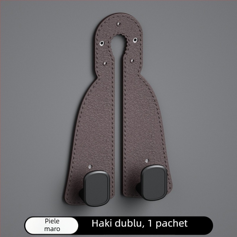 Cârlig pentru bancheta din spate a mașinii cu două cârlige, aspect velur, stil ușor luxos, pentru depozitare (Material: Rubber skin; Stil: Light luxury; Funcție: Car storage; Tip: Car hook; Brand: Koji)