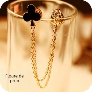 Pin pentru guler cu design geometric, stil coreean, aliaj cu pietre artificiale