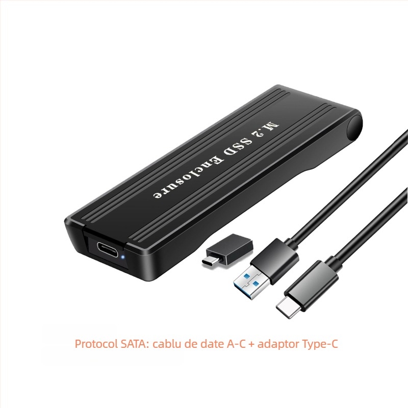 Q26 Carcasă SSD M.2 NVMe Type-C, flip-top, ABS, suport până la 4TB, compatibil SATA