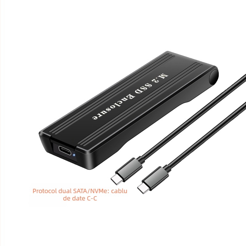 Q26 Carcasă SSD M.2 NVMe Type-C, flip-top, ABS, suport până la 4TB, compatibil SATA