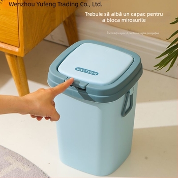 Coș mini pentru gunoiul pisicii cu capac, anti-înclinare, anti-miros, include lopățică pentru gunoi și pungile de fecale — Brand Yufen