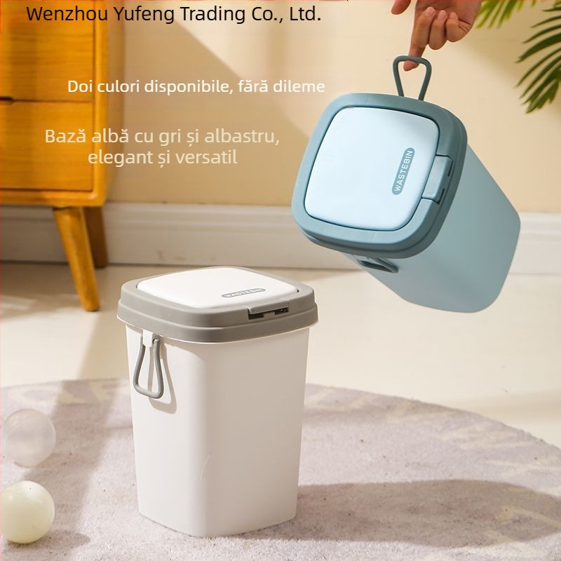 Coș mini pentru gunoiul pisicii cu capac, anti-înclinare, anti-miros, include lopățică pentru gunoi și pungile de fecale — Brand Yufen