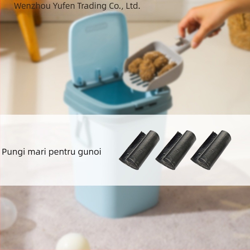 Coș mini pentru gunoiul pisicii cu capac, anti-înclinare, anti-miros, include lopățică pentru gunoi și pungile de fecale — Brand Yufen
