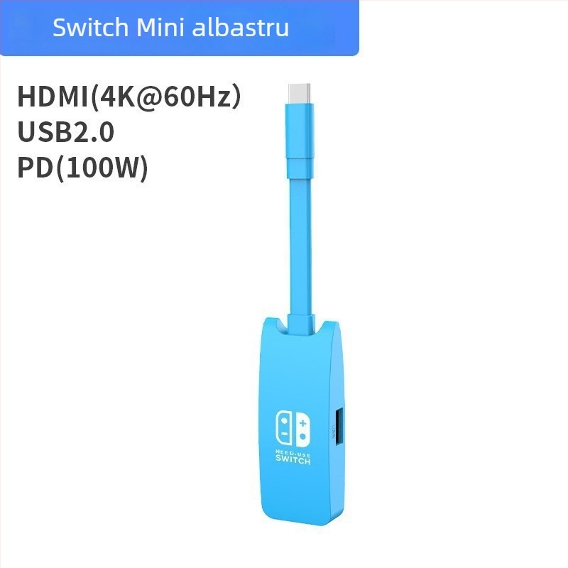 Dock mini HUB Switch — HDMI 4K, USB-C, 5Gbps, splitter 1 la 3, fără alimentare externă