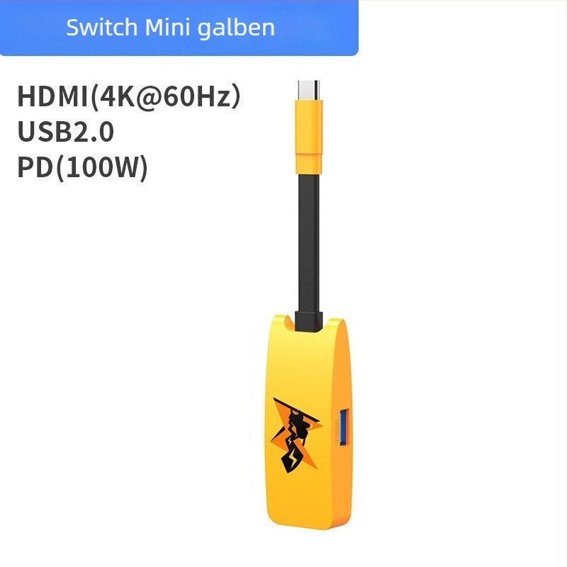 Dock mini HUB Switch — HDMI 4K, USB-C, 5Gbps, splitter 1 la 3, fără alimentare externă