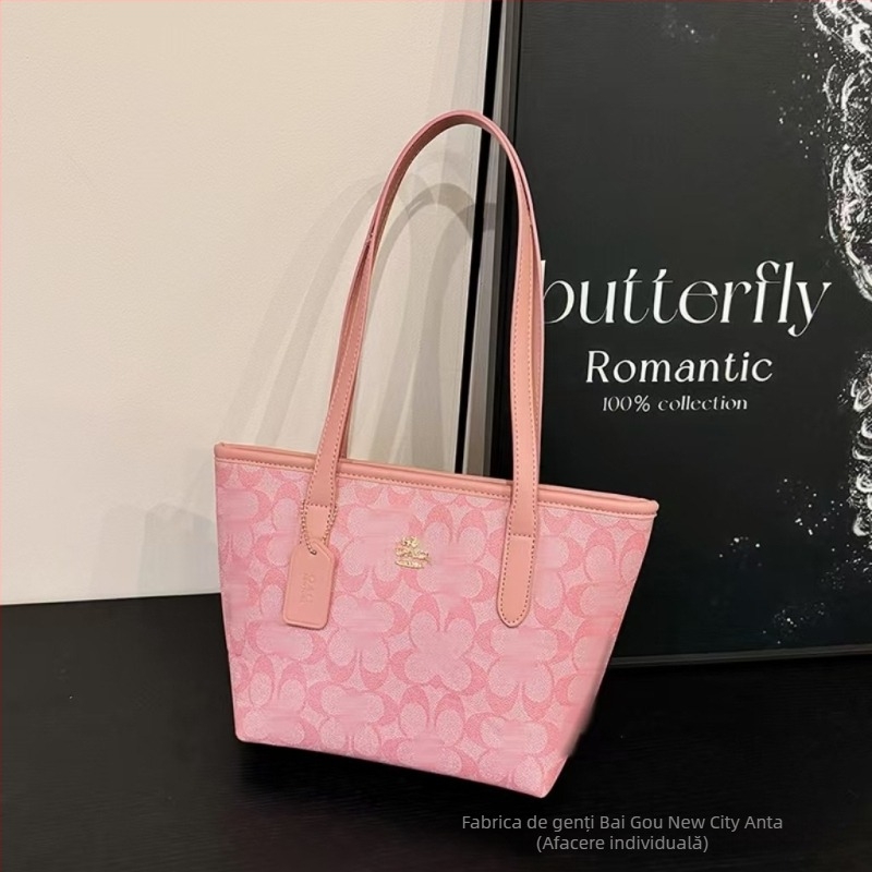 Geantă de damă PU tote, stil urban, închidere cu fermoar, buzunar patch interior, compartimente pentru telefon și documente, căptușeală din poliester