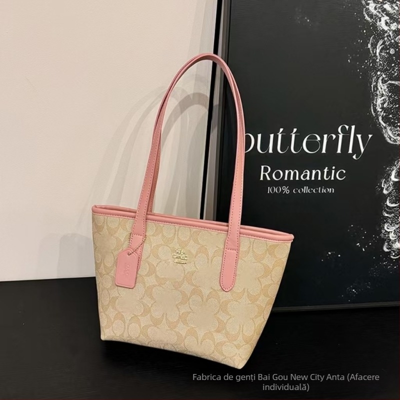 Geantă de damă PU tote, stil urban, închidere cu fermoar, buzunar patch interior, compartimente pentru telefon și documente, căptușeală din poliester